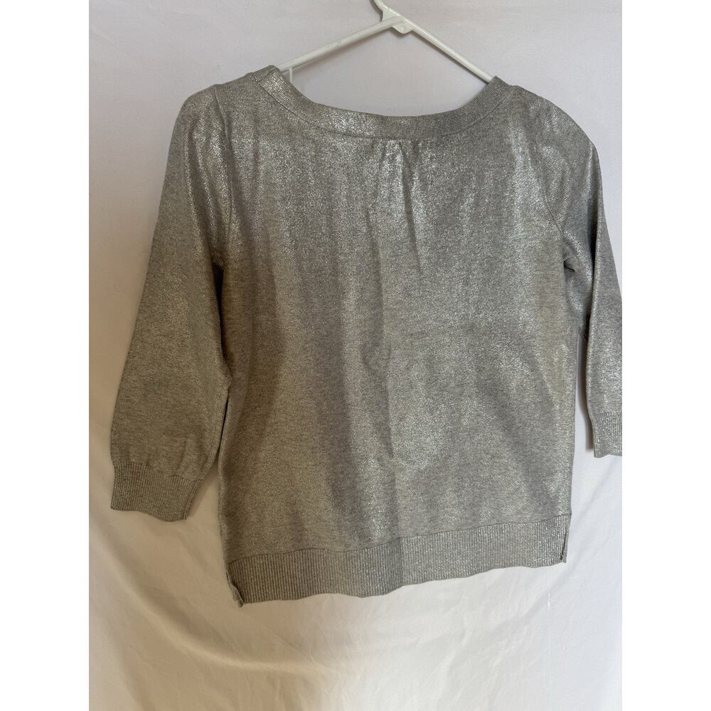 Banana Republic Women's Silver Holiday Party 3/4 Sleeve Sweater Size XS